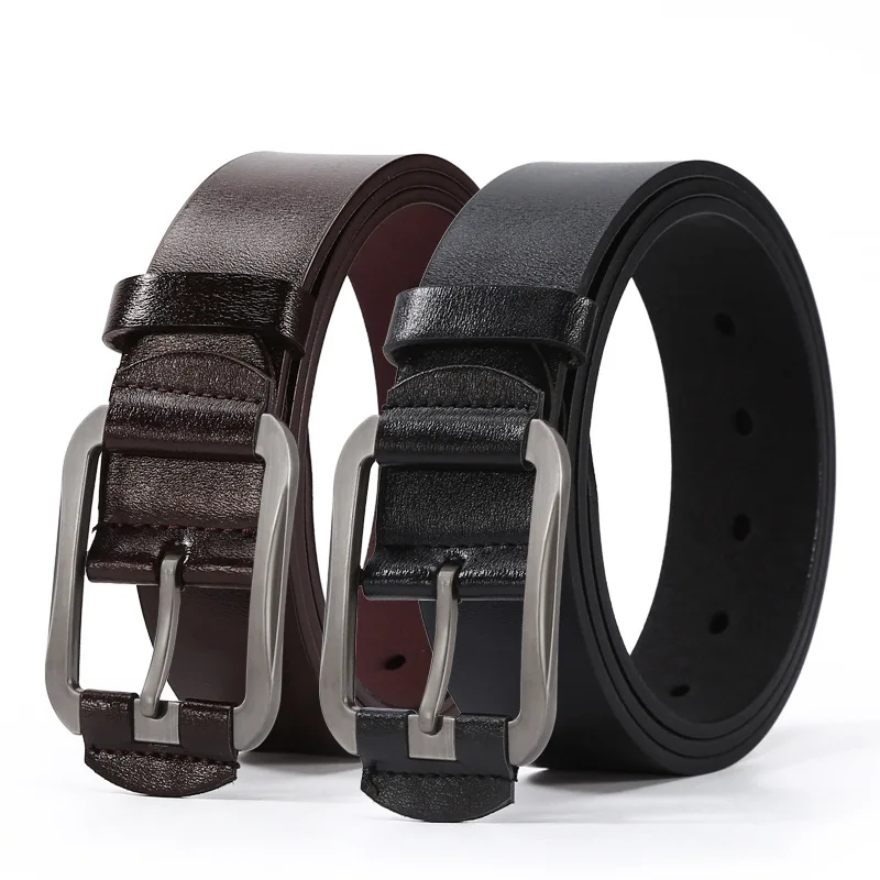 men pu leather belt wholesale metal  alloy pin buckle Luxury Strap Fashion Retro Belt  tpu leather men belt
