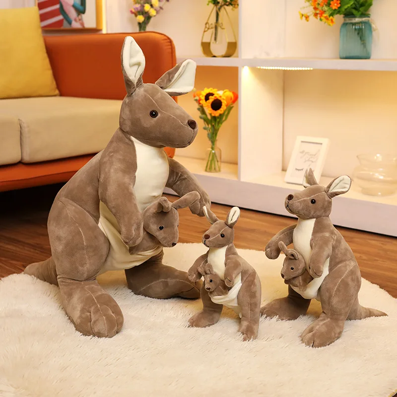 Custom Plush Toy Kangaroo Stuffed Animal With Little Cute Baby Doll Toys