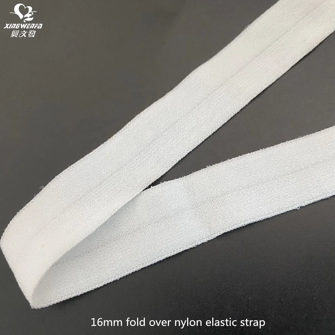 16mm nylon folded over elastic strap white high quality Nylon Bias Binding Tape Fold Over Elastic