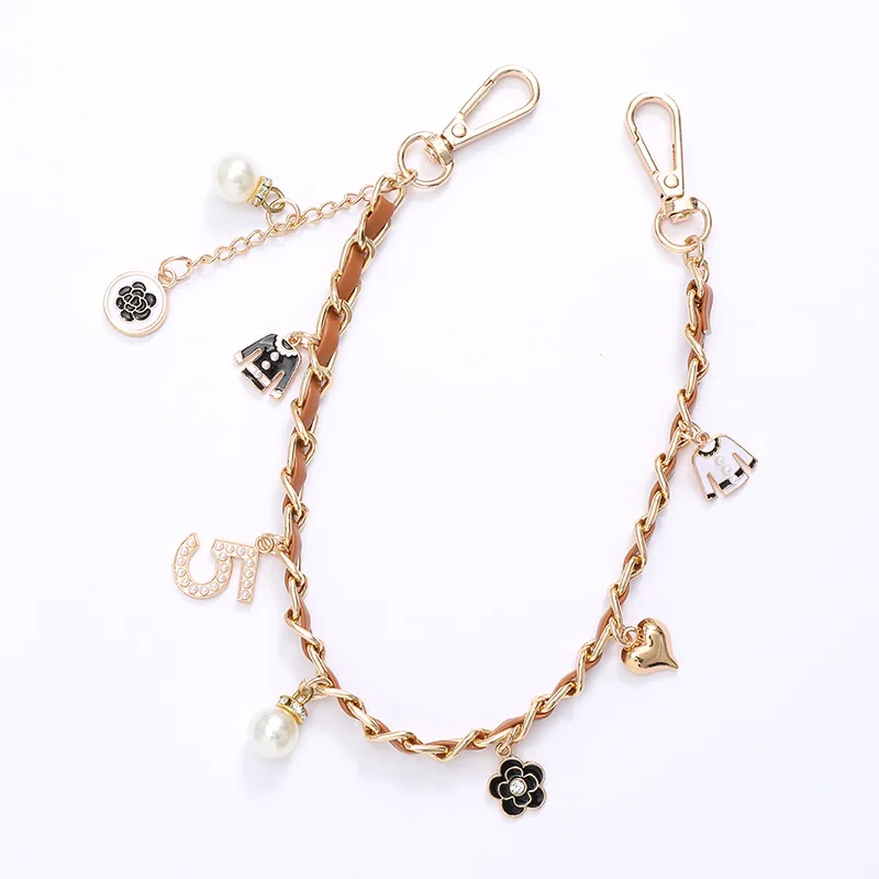 Lilangda Phone Strap Anti-lost Luxury Lanyard Phone Pearl Charm Holder Mobile Accessories Cord Chain Black Color for All Phone