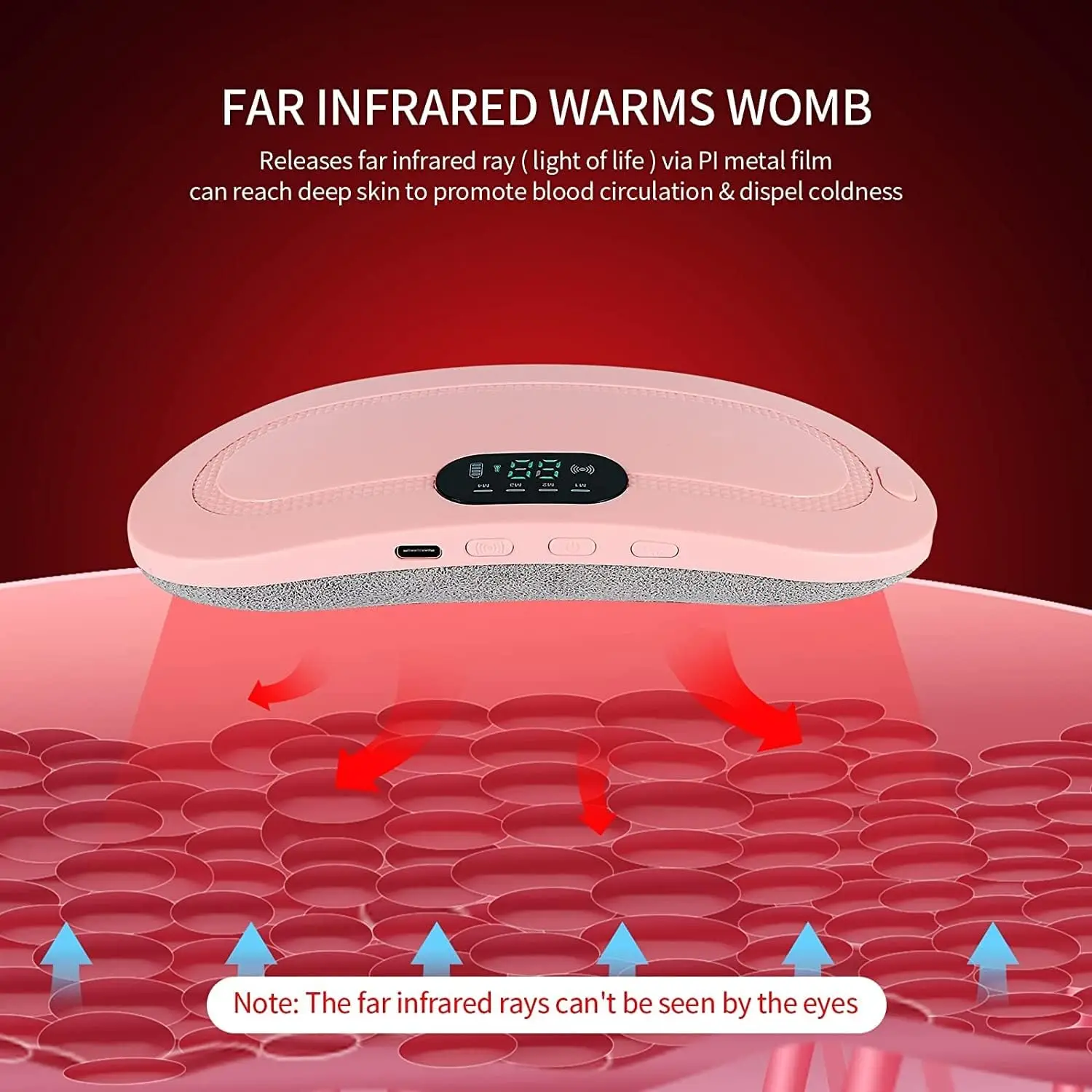 Women Electric infrared Belly Period Cramp Massager Portable Smart Warm Palace Belt Cordless Menstrual Heating Pad Belt