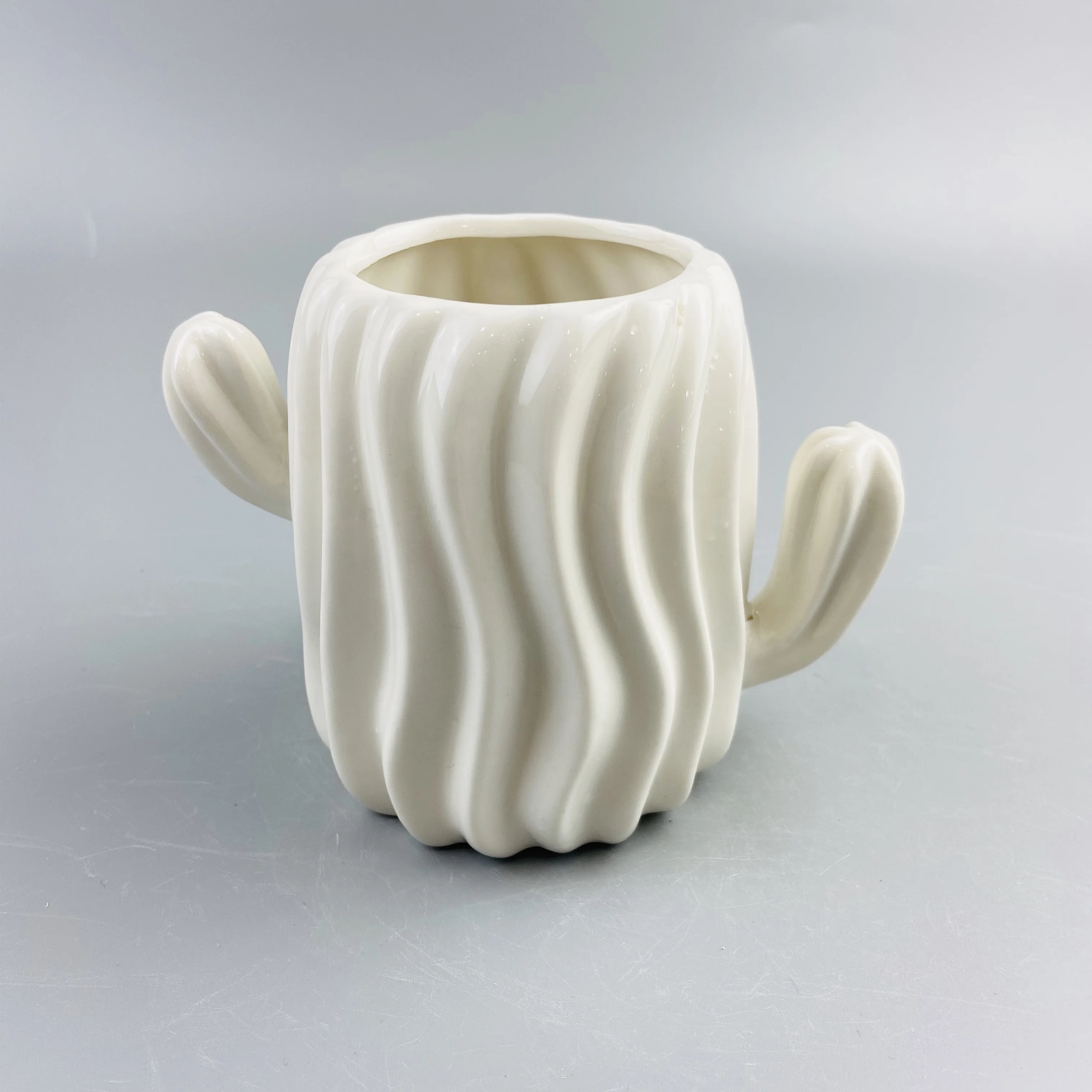 
China factory cactus shape glazed white porcelain flower pot ceramic 