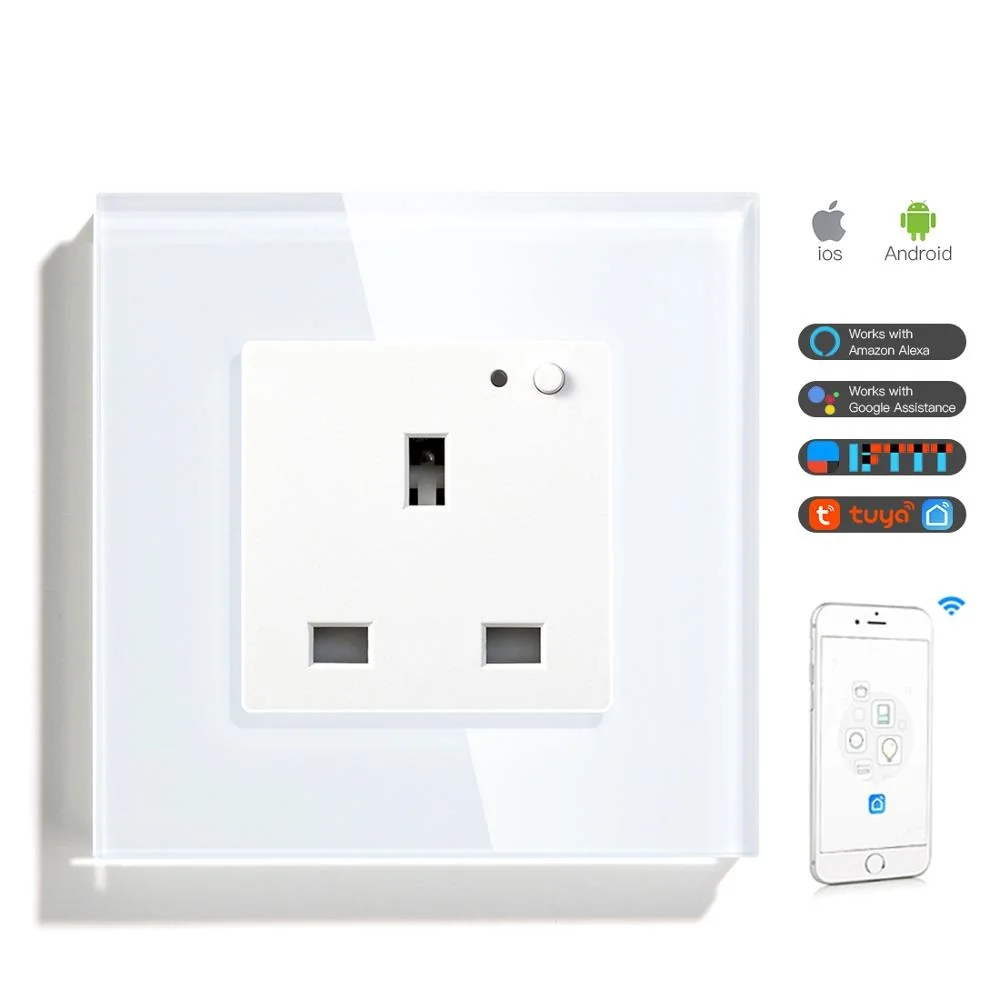 UK Standard Wall Socket Wifi 86*86mm Smart Socket WIFI Socket White Black Golden Colors