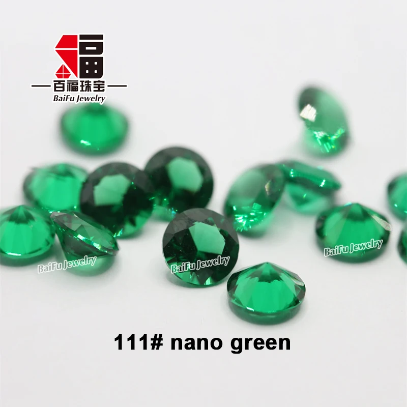 BaiFu Jewelry hot sale top quality 8mm round green emerald cz stones