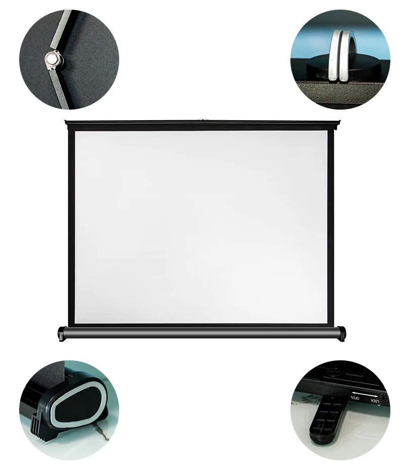 50 inch portable projector screen 16 by 9 format business desktop projection screens
