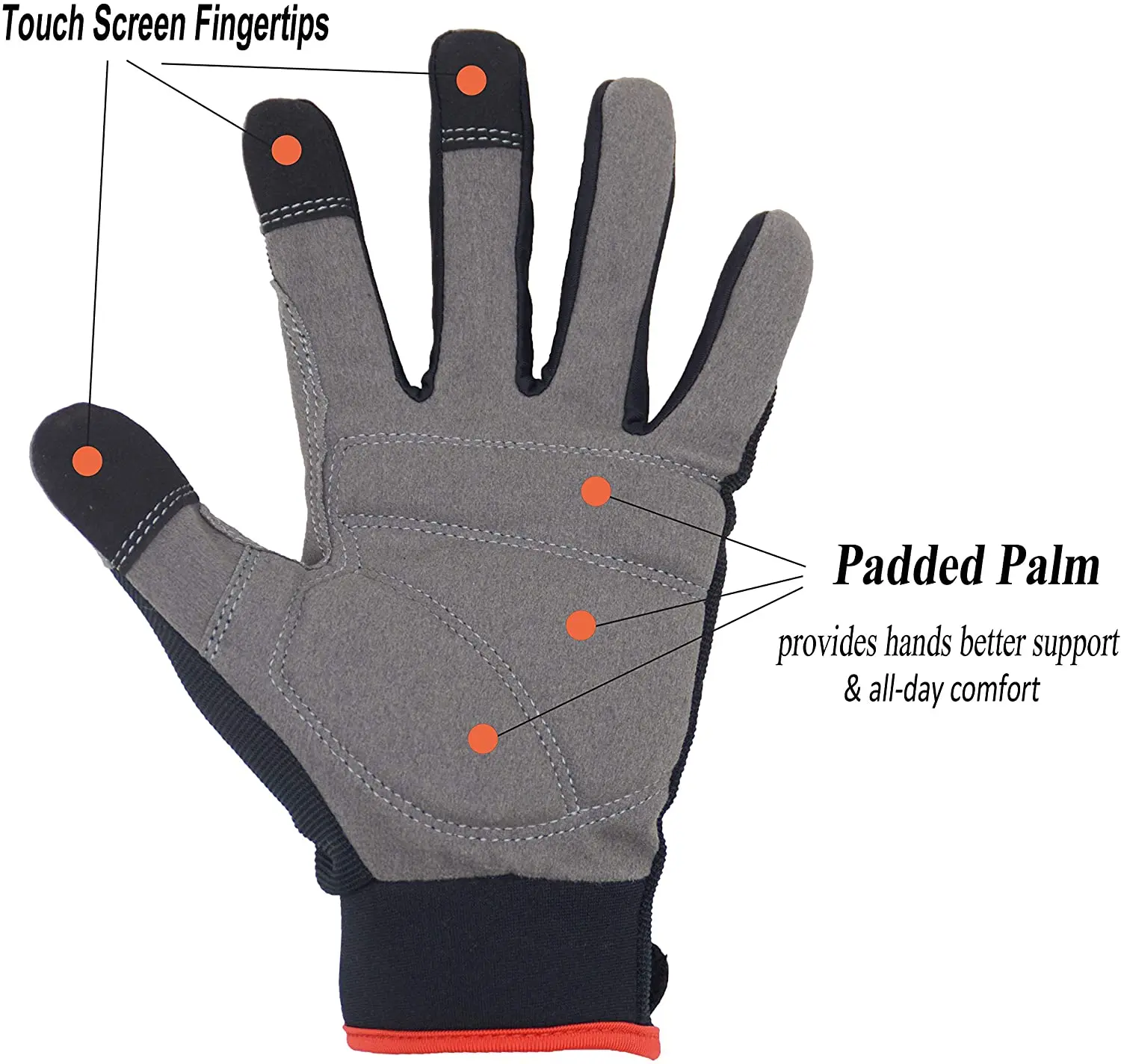 HDD In Stock #5972BK wholesale black touch screen microfiber hand  multi purpose liaht duty work gloves