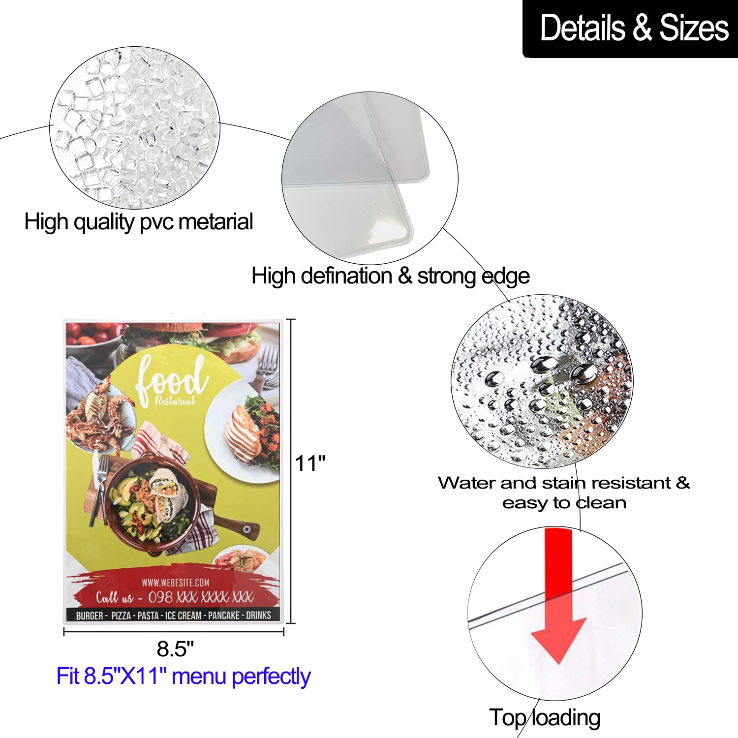 Waterproof Reusable PVC Document Protectors for 8.5x11 inch Letter Size Durable Plastic Document Sleeves Clear Document Folders