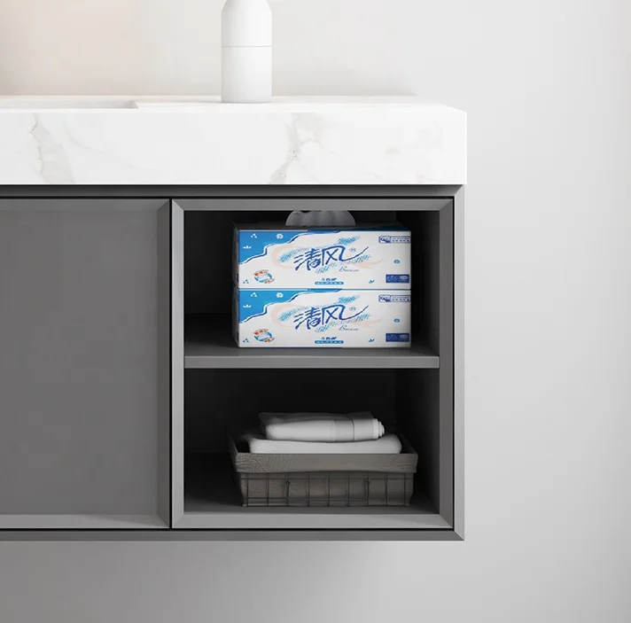 Modern Wall Hanging Hotel Marble Bathroom Double Sink Vanity Cabinets Bathroom Storage Cabinet