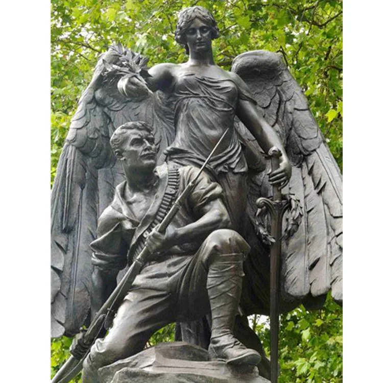 Life Size Wounded Soldier Statue Bronze Angel Sculpture