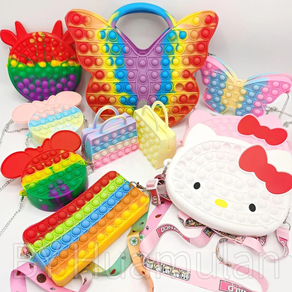 Cute popping bag purse handbags mickey Minnie Mouse butterfly Bee mini bag push fidget it toy for kids