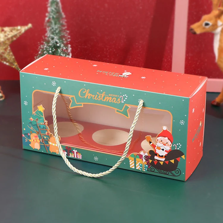 Wholesale Custom Kraft Cardboard CupCake Packaging Take Away Christmas Cake Box With Window