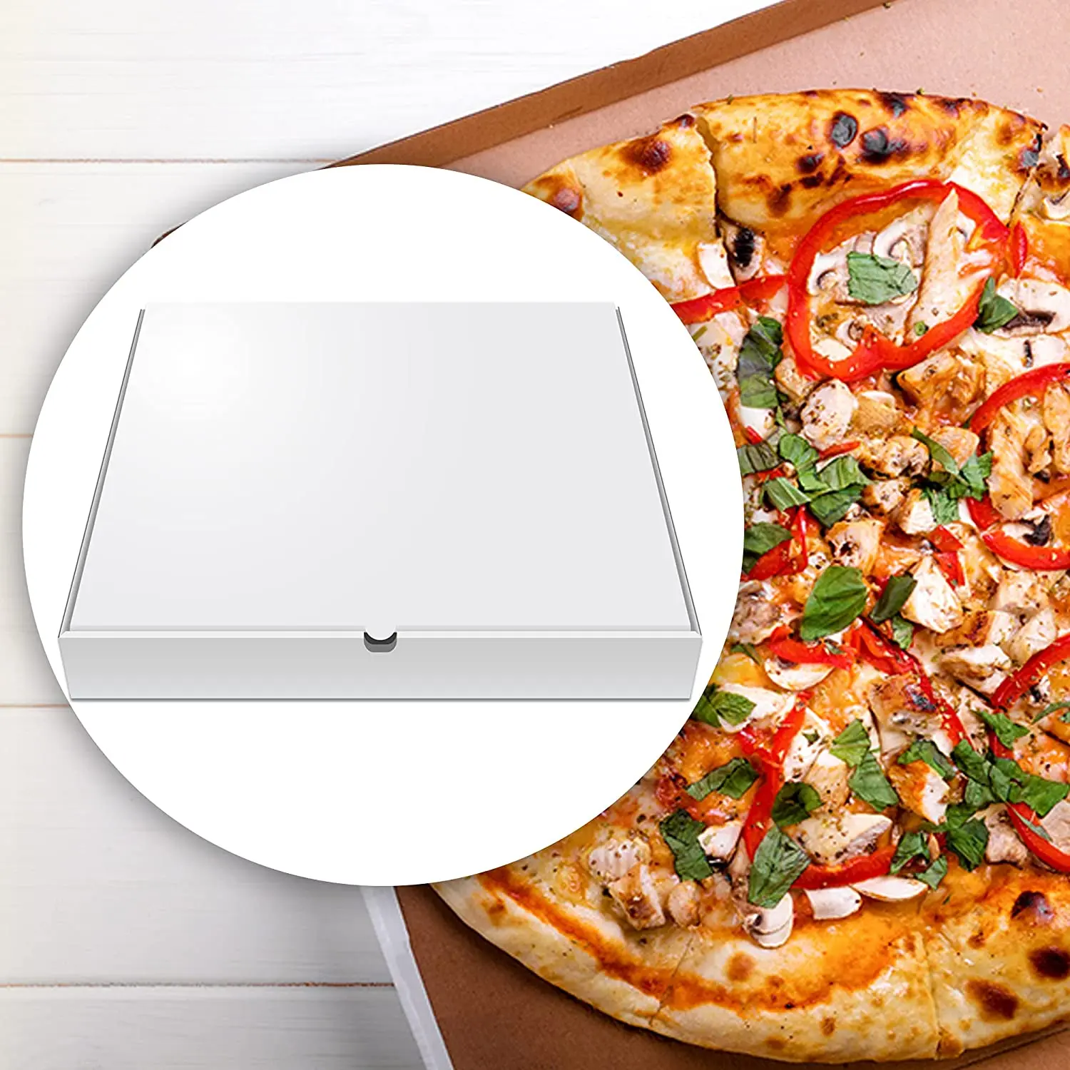 Food Delivery Kraft Custom Logo Good Price Wholesale Pizza Disposable Square Rigid Corrugated Paper Box