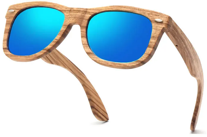 Top Selling China Suppliers Fashionable Custom Bamboo Wood Sunglasses Luxury Handmade Zebra Wooden Sun Glasses with Metal Rivet