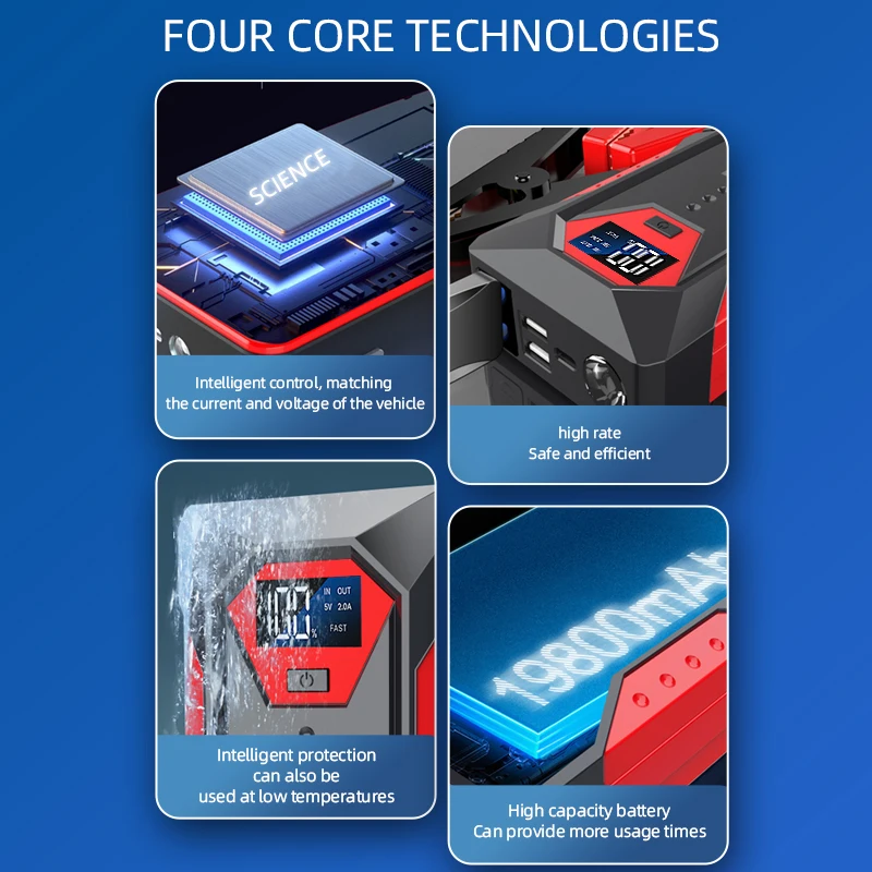 Sharmeal Factory 3 In 1 1750A Portable Utrai Super Capacitor Car Battery Jump Starter