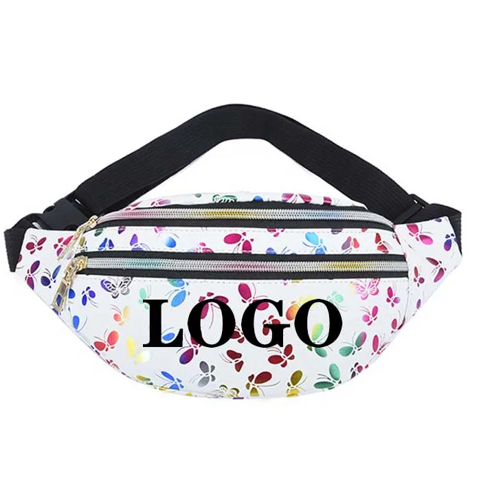 Waterproof Pu Material Waist Bag Black Glossy New Thing For Sport Fanny Cheer Mom Pack Custom Fanny Pack Glitter