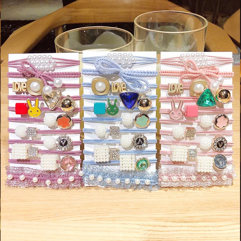 2022 NEW hair rope Korea simple tie hair rubber band set head rope pearl hair accessories high elastic rubber band