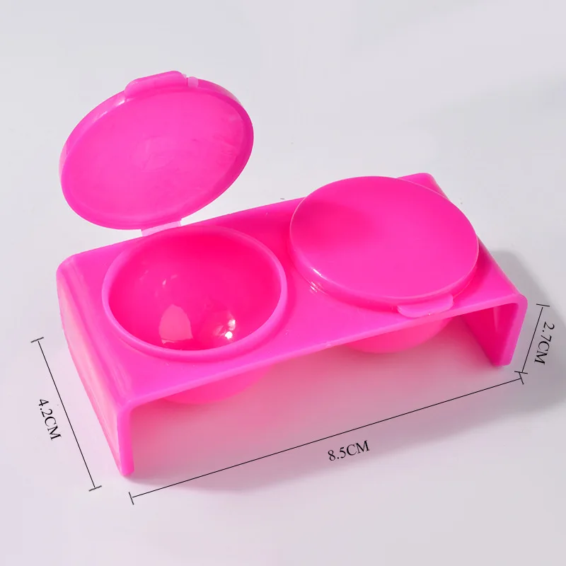 Double Hole Nail Wash Pen Cup Clean Gel Polish Brush Dappen Dish With Cover Acrylic Liquid Plastic Crystal Cup Manicures Tools