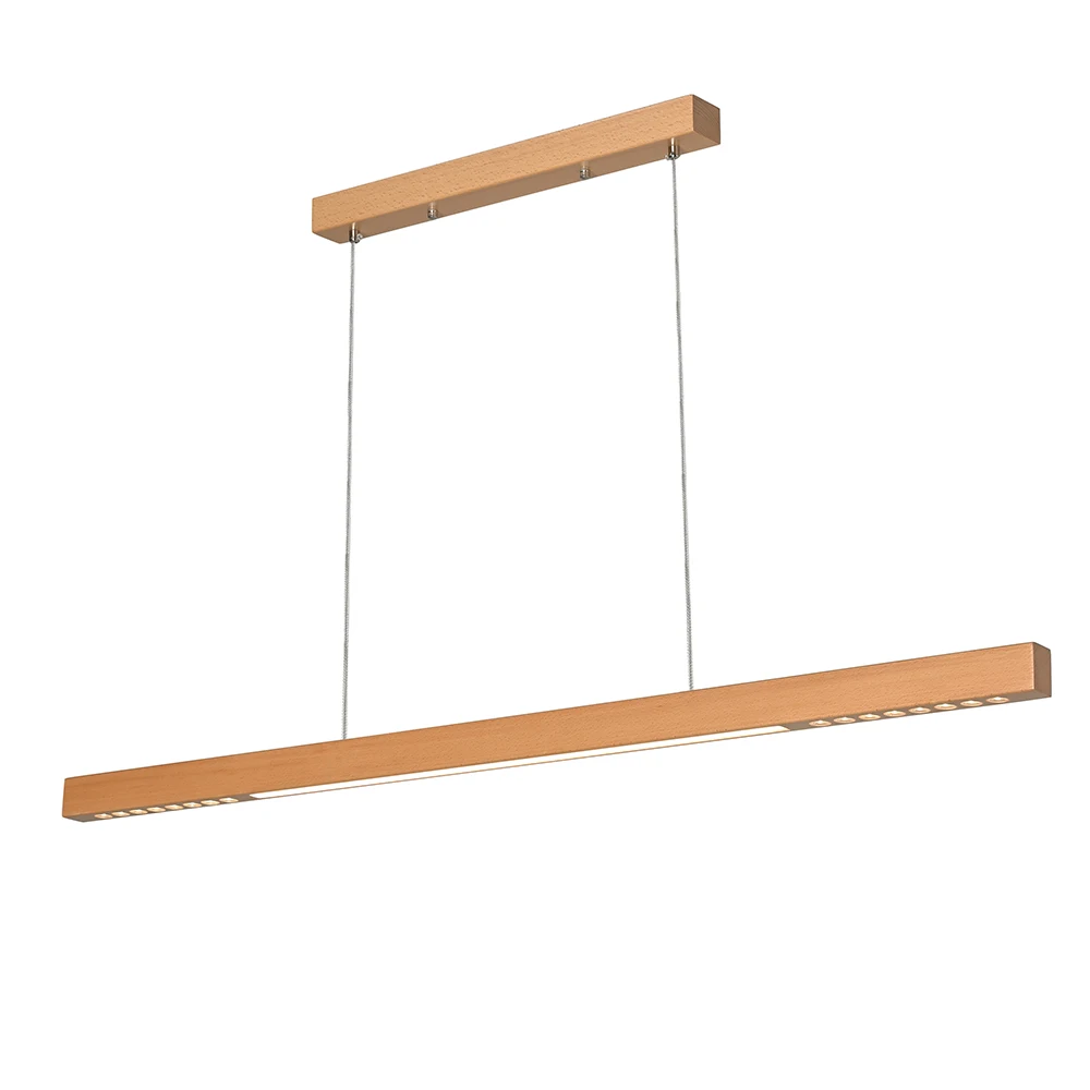Natural Wood Linear Light Fixture Dining Ceiling Lamp Wooden Hanging Lights for Kitchen CE SAA CRM Certification