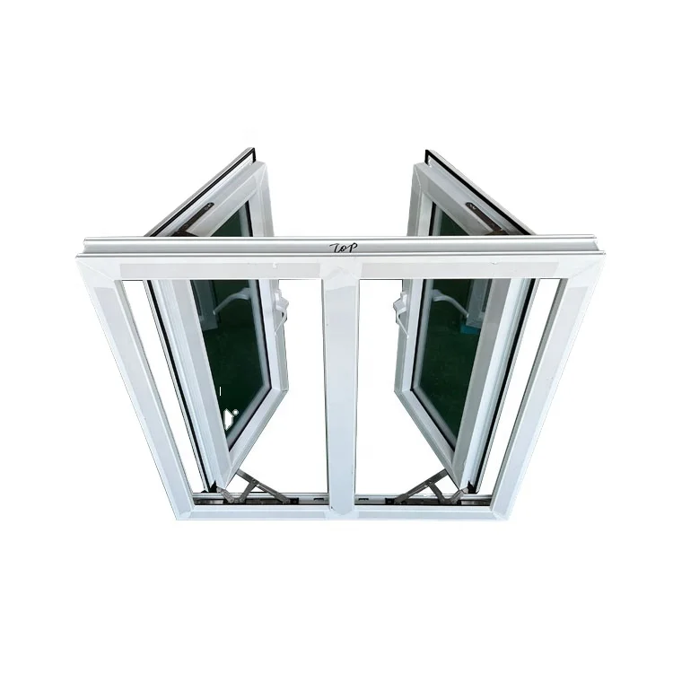 High quality hurricane impact coated grey double glass pvc casement upvc doors and windows for houses Kitchen