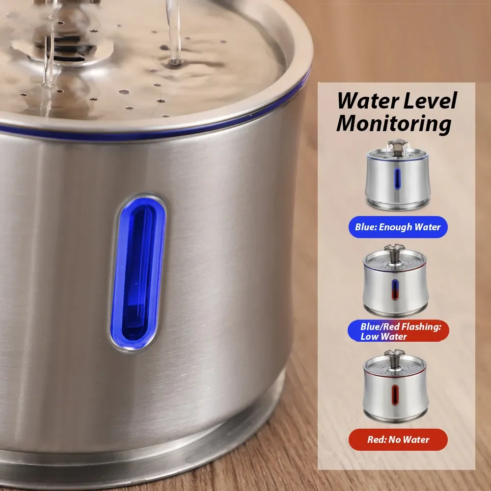 OEM/ODM App Control Flow Mode Filtration Water Food-Grade Stainless Steel Intelligent Separator Automatic Pet Water Fountain