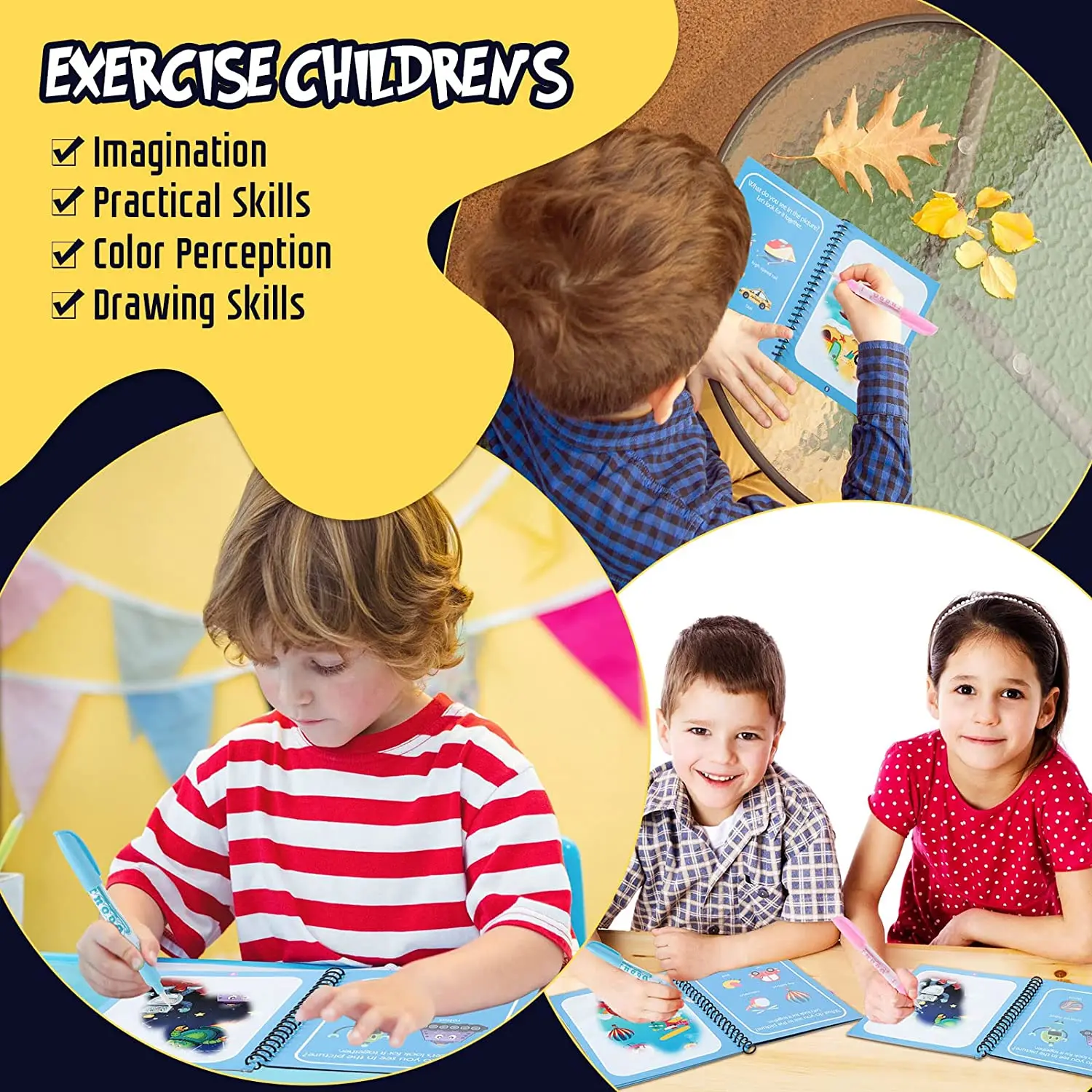 Water Coloring Book Reusable Painting Cartoon Animal Coloring Book Mess Drawing Painting Books