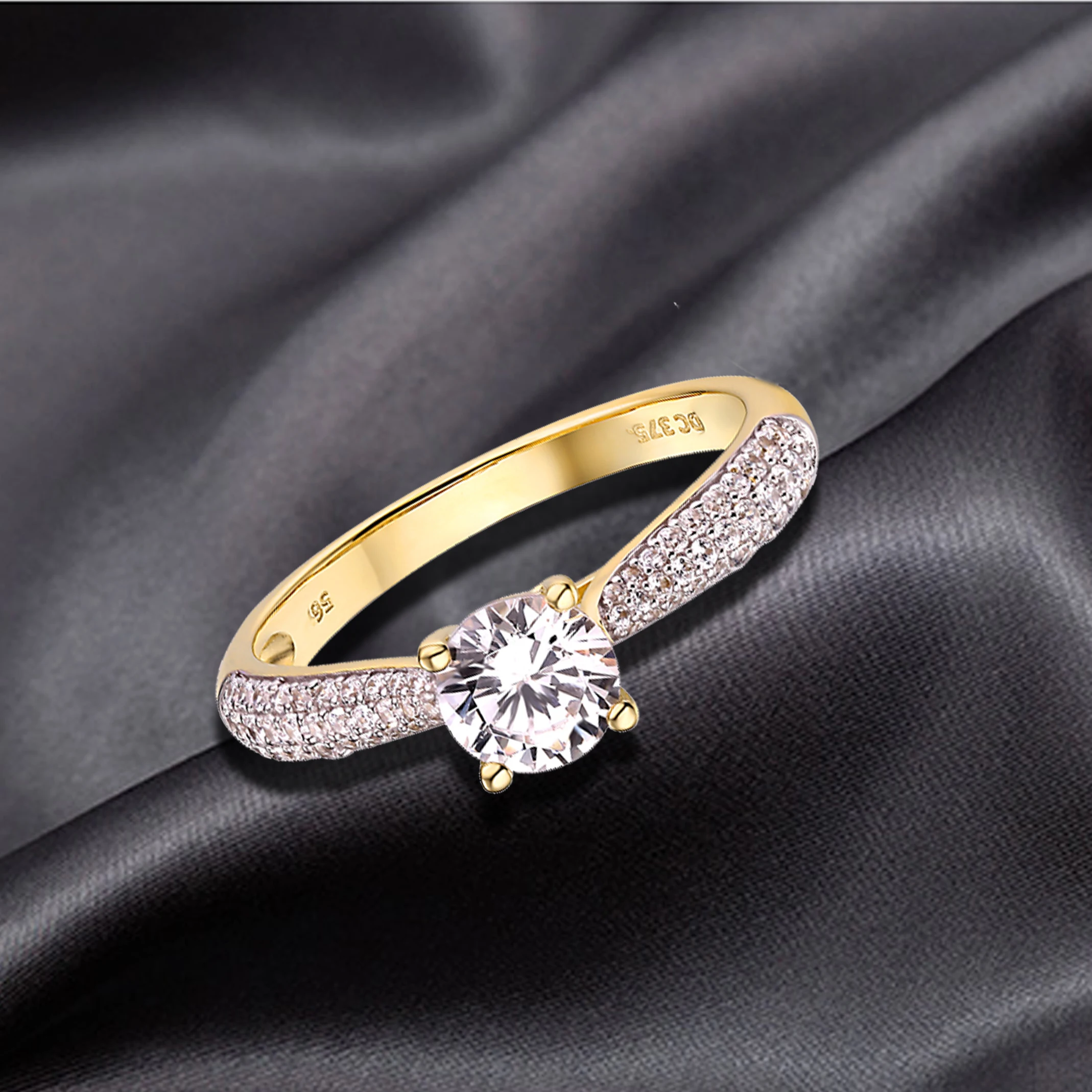 
2021 Yellow Gold Ring Woman 9K 10K 14K 18KPromise Moissanite Diamond Solitaire Engagement Ring Gold Jewelry 