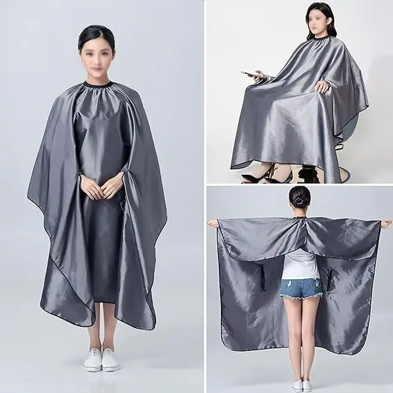 Nylon Polyester Taffeta  Custom Logo Hair Salon Makeup Haircut Gown with Snap Black Barber Apron Hairdresser Capes