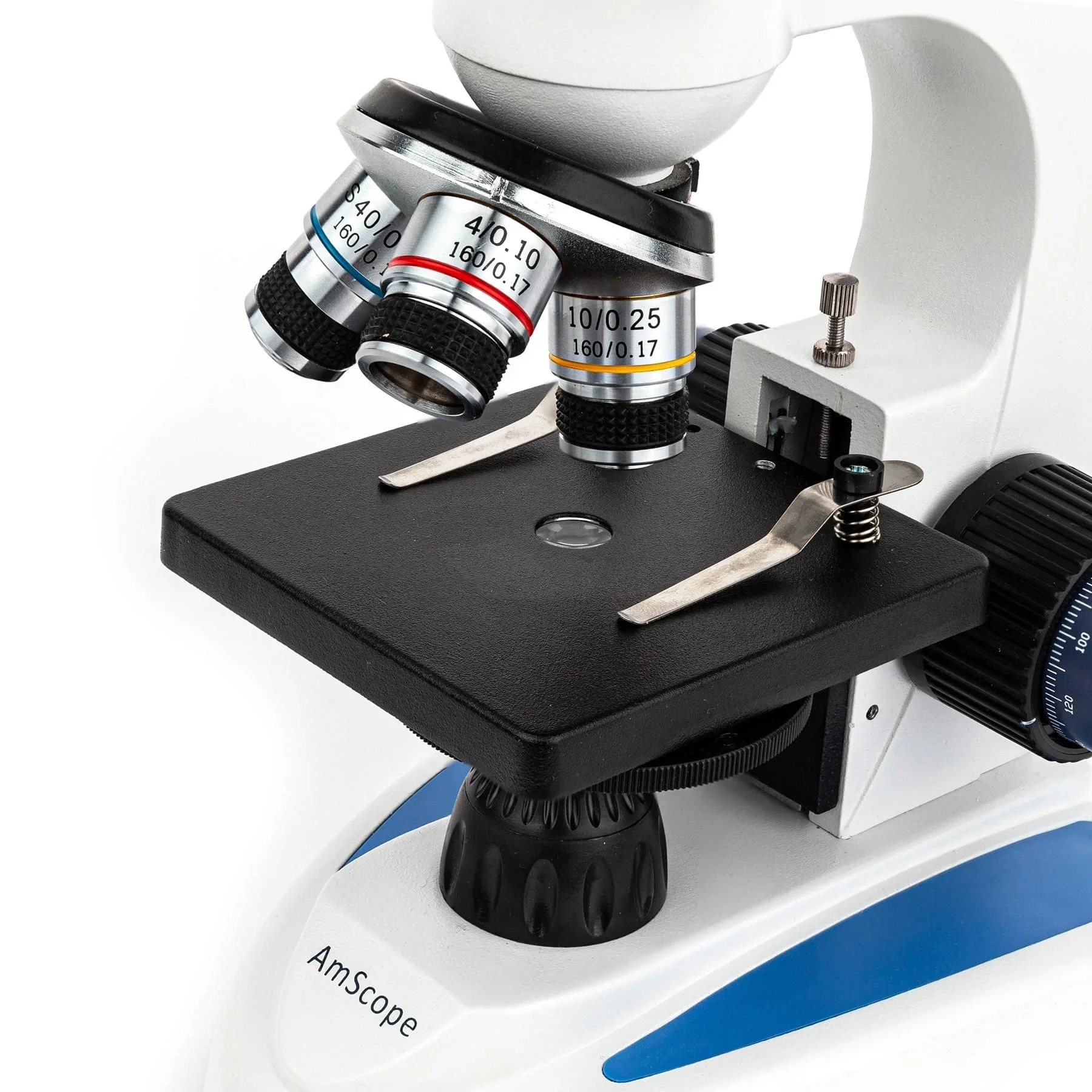 AmScope 40X-1000X Cordless LED Student Microscope with Metal Frame, Glass Lenses and Coarse & Fine Focus
