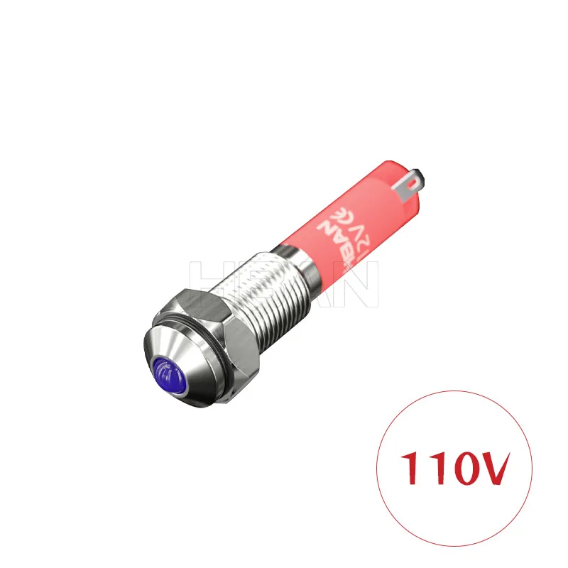 waterproof ip67 nickel plated brass metal 110v switch led pilot light 6mm panel indicator