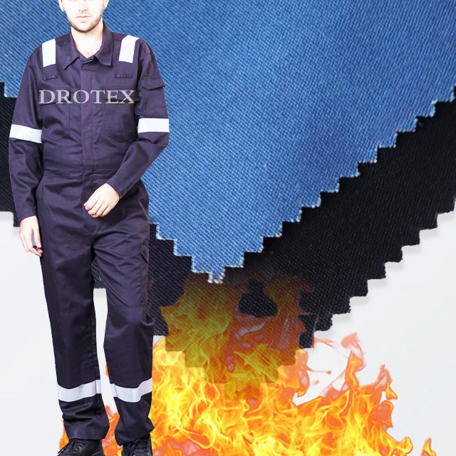 EN11611 EN11612 EN1149-3 FR Cotton 350GSM Sateen Flame Retardant Antistatic Fabric for Safety Clothing