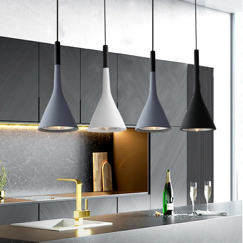 Nordic chandelier single head horn creative simple modern bar three heads cement concrete ceiling pendant lighting