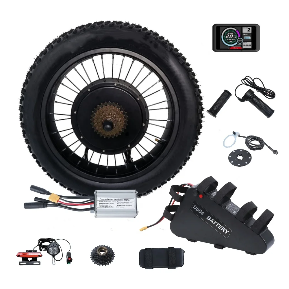 Fat Electric Bike Kit 60V/72V 3000W Electric Fat tire Snow Bike Rear Wheel Hub Motor Kit with with tire sine wave controller