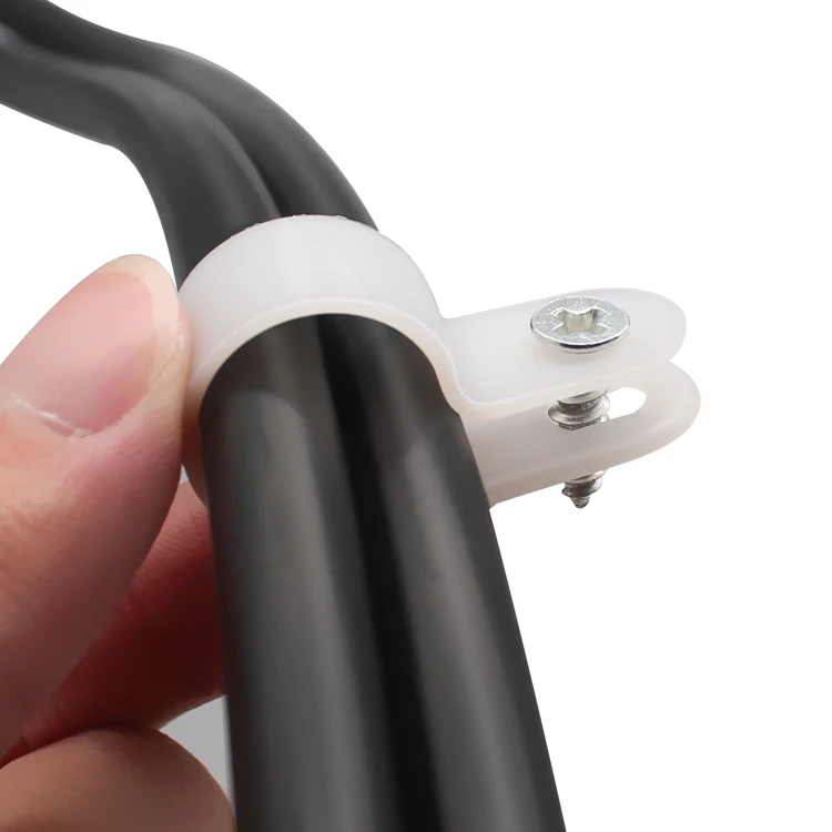 500PCS R-type Black cable wire clip clamp Nylon Screw Mounting Cord Fastener Clips with Screws for Wire Management