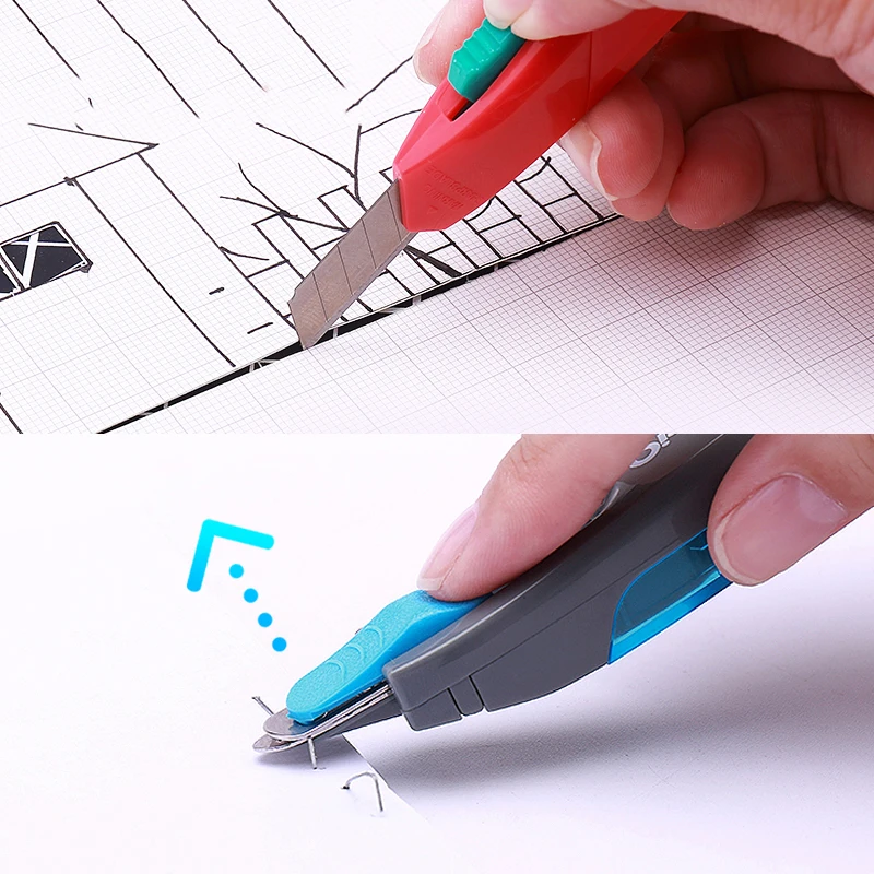 High Quality and Good Price Office Retractable Utility Knife with Staple Remover 3590-2