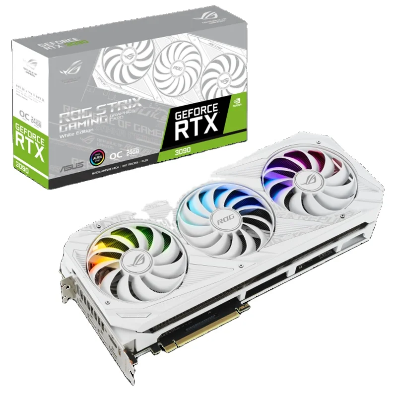 rtx 3090 ROG-STRIX-RTX3090-O24G-WHITE/BLACK GPU 120M 3090 Rog OC Edition 24GB Graphics Card
