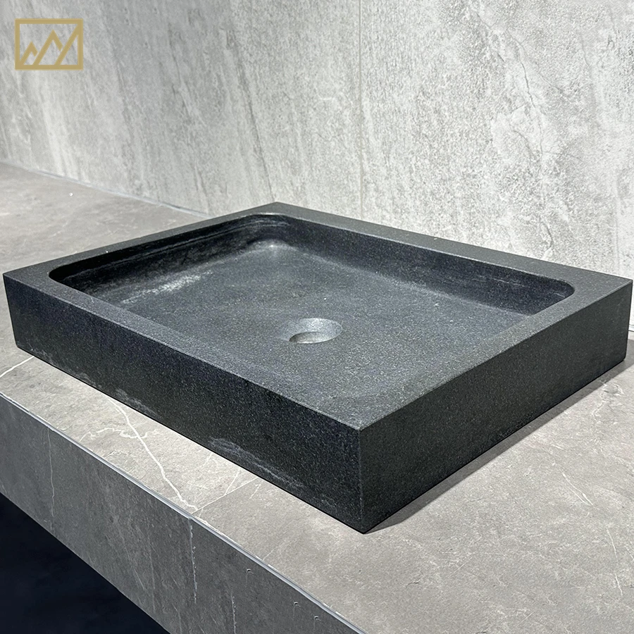Black Rectangle Bathroom Sink Furniture Morden Stone Hand Basin Garden Sink Kitchen Manufacture Laundry Basin Dining Room Sink