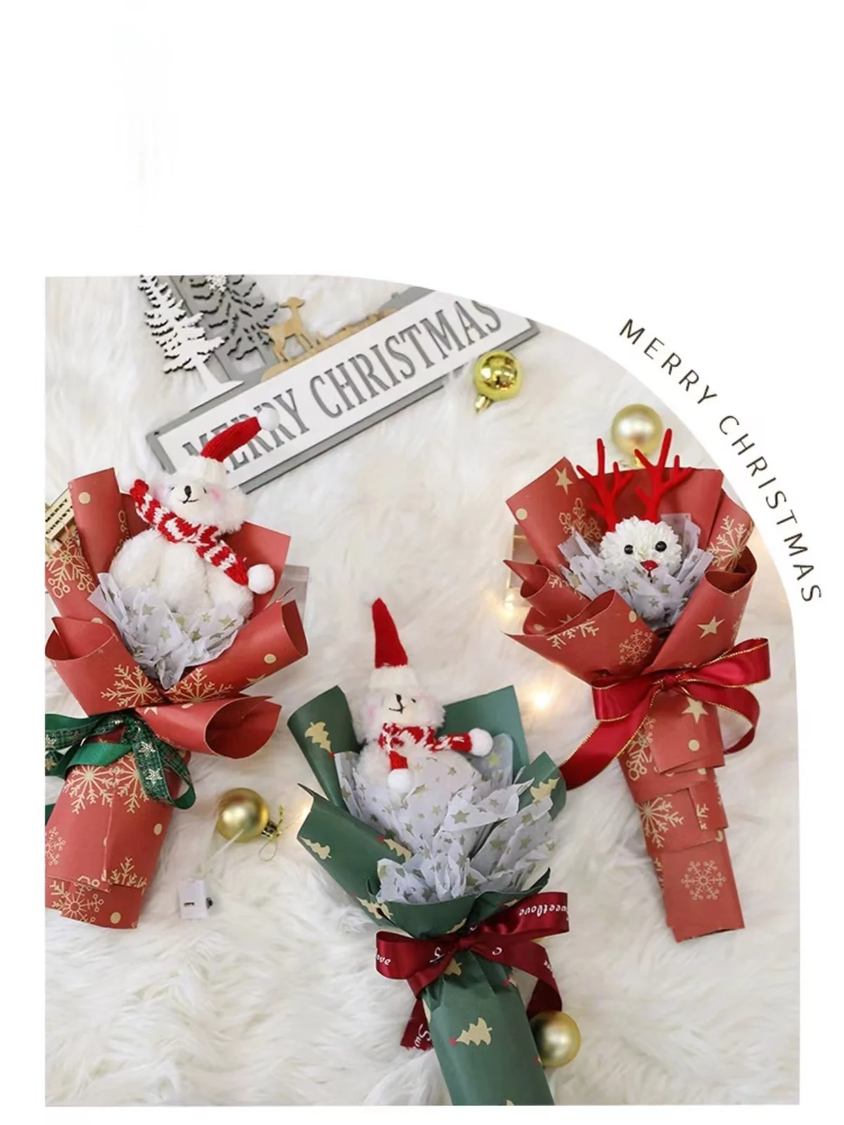 New Arrival DIY Small Mini Lovely Toy Christmas Toy Snowman Soap Flower Bouquet For Christmas Gift Decoration