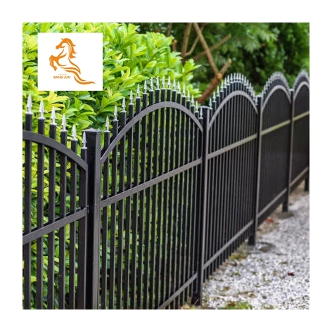 Decorative black zinc steel spear top tubular picket metal boundary pool security garden fencing