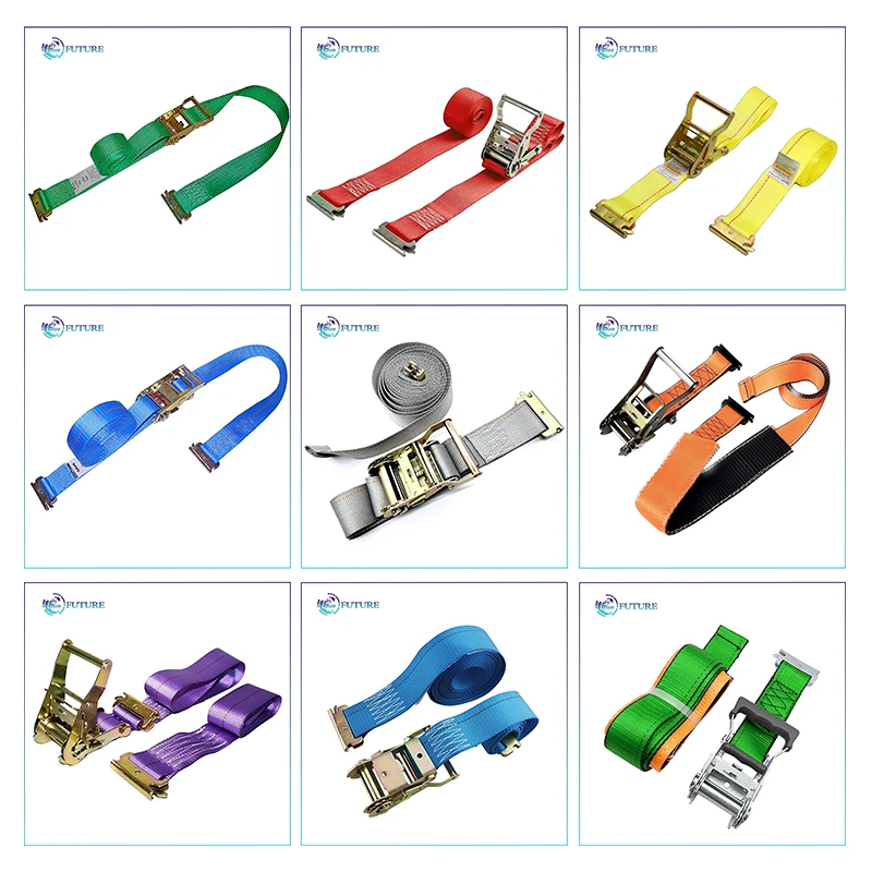 2inch*16ft 4400lbs E track tie down straps with skid Cover Sleeved vans belt logistics strap tie down Spring ratchet straps