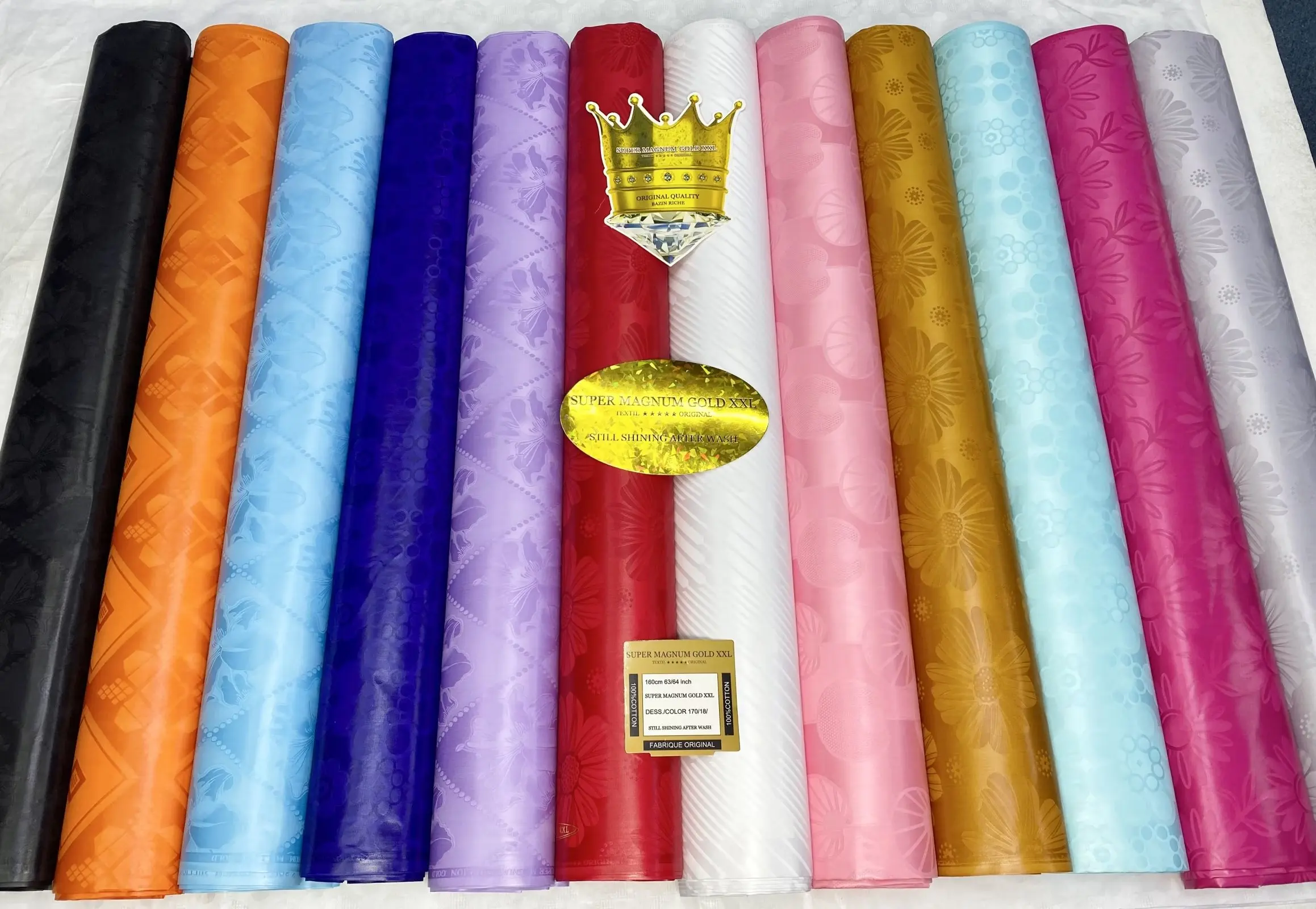 Wholesale high quality Super magnum gold XXL bazin riche 100% cotton shining bazin riche fabric