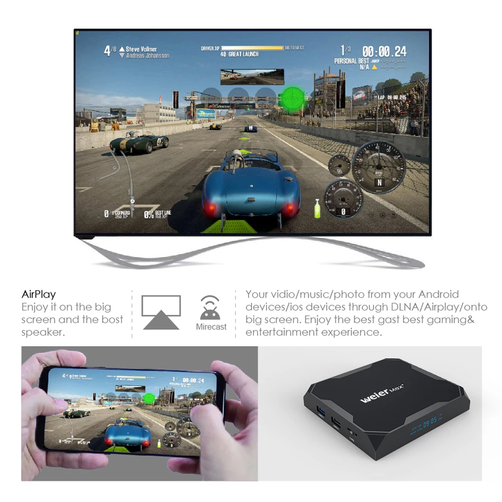 weier X96 max Amlogic S905X3 Android 9.0 TV box 2G+16G BT Android TV box smart for tv