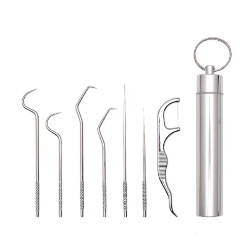 Portable dental care stainless easy take away steel toothpick