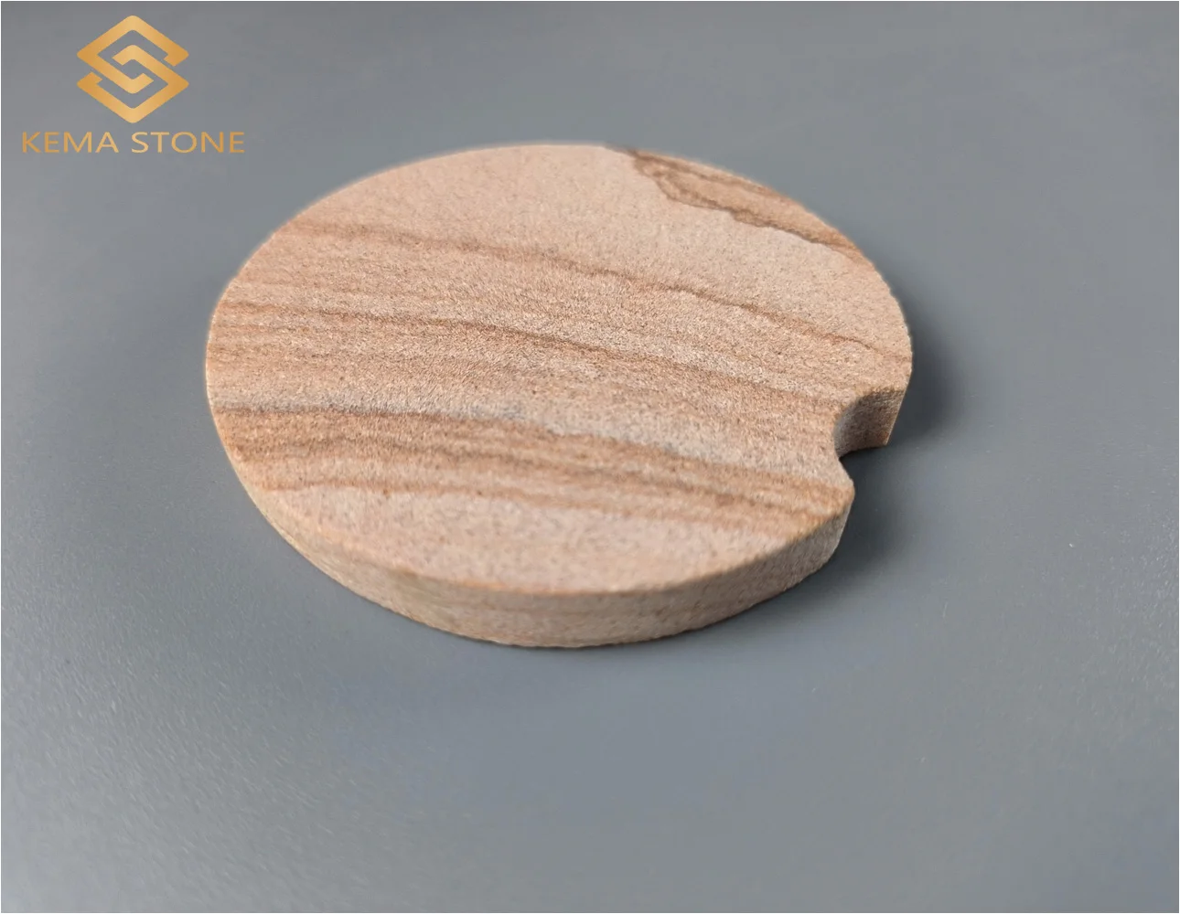 Round Water-Absorbing Natural Stone Yellow Sandstone Car Cup Holder Coasters