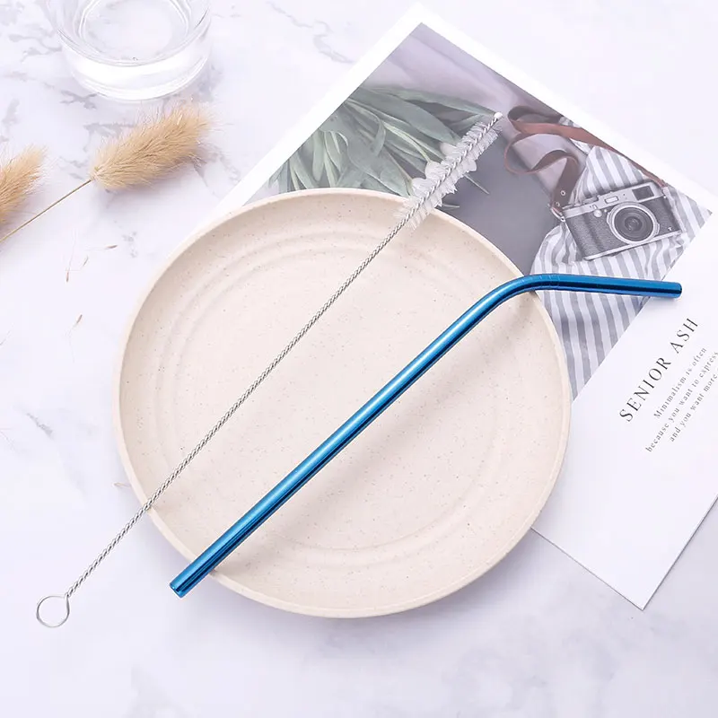 Custom Logo Stainless Steel 304 Reusable Metal Drinking Straw Set