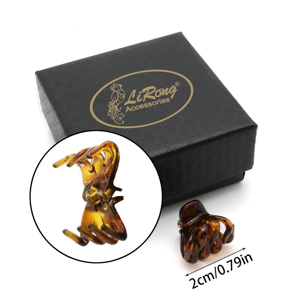 Lirong 12Pcs(Tortoise) Small Mini Hair Claw Clips Plastic 2Cm Hair Accessories With Gift Box For Girls