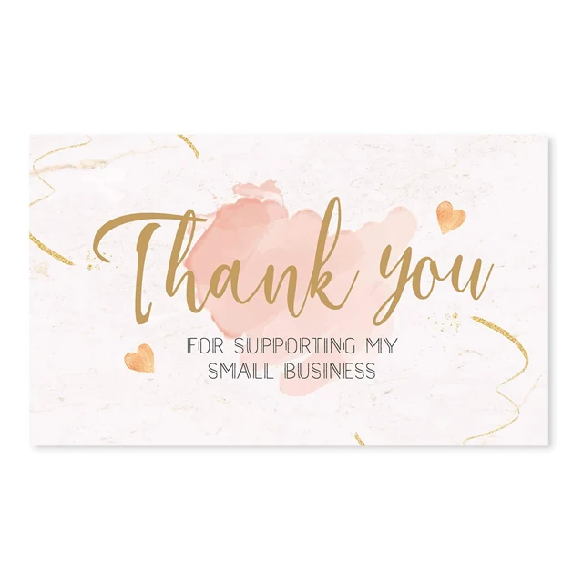 
Hot Sale Custom Gold Foil Thank You Cards For Supporting My Small Business Cards Blush Pink Watercolor Design 