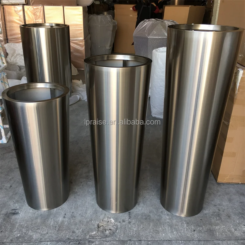 Metal 201 Stainless Steel Flower Plant Pot Mirror Cylinder Gold Flower Vase for Home Decor