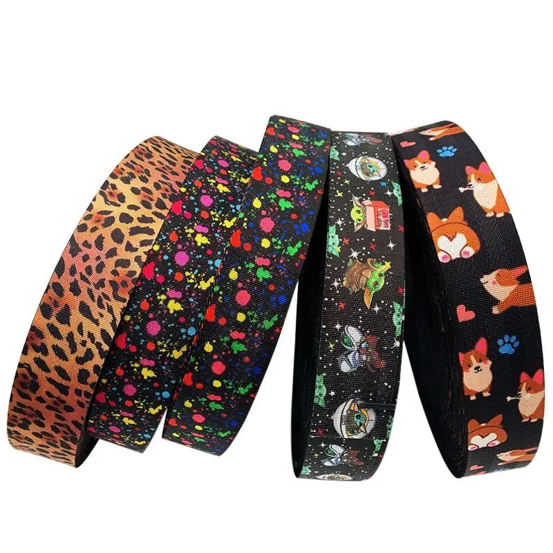 Custom High Quality Car Safety Seat Belt Webbing Strap Printed Polyester Webbing Strap For Pet Dog Collar Leash