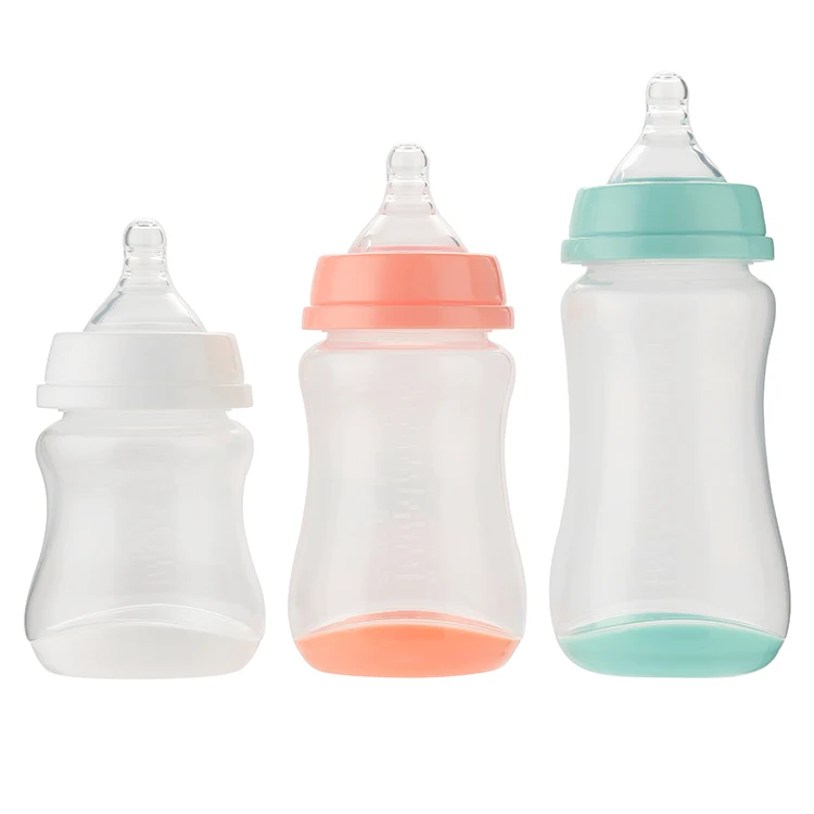 BPA Free Breast Milk Bottles Durable Wide Neck Hands Free Plastic Baby Bottle