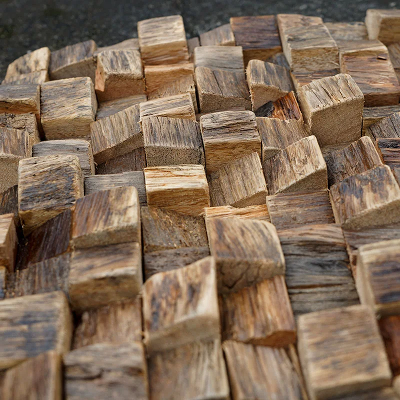 Solid Wood Mosaic Log Wood Background Wall Decorative 3D Retro Wooden Mosaic for Cafe Home Stay